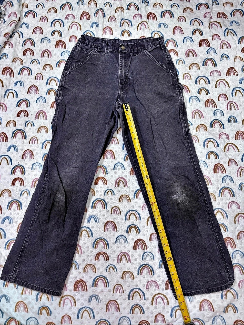 Carhartt Washed Duck Double-Front Vintage Utility Work Pant Gray Mens 30x32